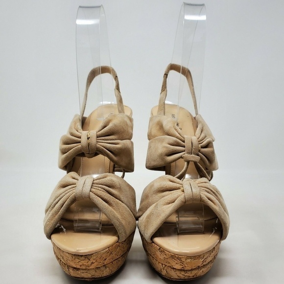 Alexandre Birman Bow Suede Nude Beige Heels - Picture 3 of 10